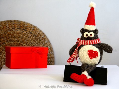 Weihnachts Eule als Spielzeug oder Deko - Häkelanleitung für Anfänger