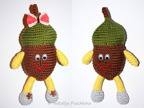 Amigurumi Eichel als Spielzeug oder Rassel - Häkelanleitung