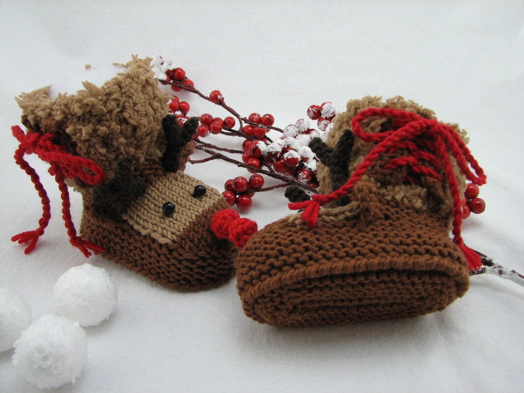 Strickanleitung Babystiefelchen "Rudi Rudolph" in 4 Größen - Bild 14