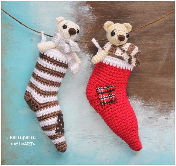 Häkelanleitung Weihnachtssocke + Bär