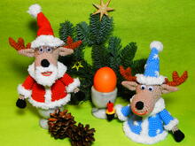 Lustige Weihnachtselche als Eierwärmer - Häkelanleitung