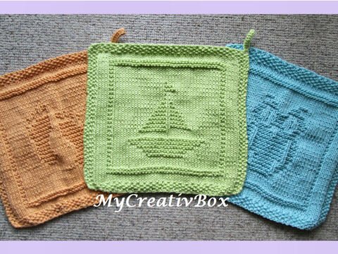 Waschlappen / Spültuch / Topflappen "Schiff"