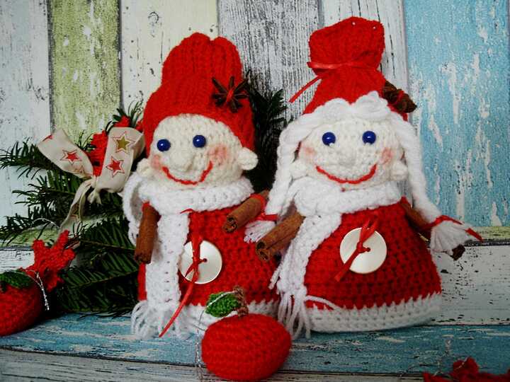 Duftende Weihnachts-Wichtel Dufti-Kuss und dufte Liese Häkelanleitung