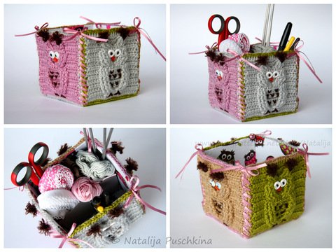 Praktisch und schön - Eule Körbchen für Schreibtisch oder Bastelecke