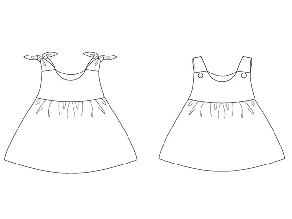 Baby Pinafore dress sewing pattern pdf ebook by Patternforkids.