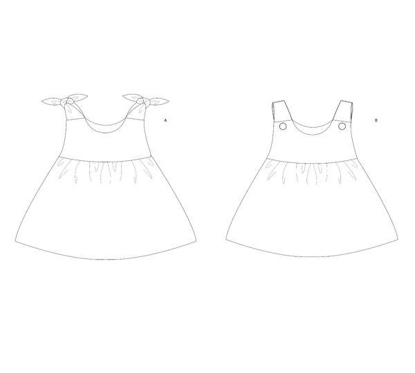 sewing pattern baby pinafore dress LIPSIA & CLARA tutorial 3m/6m–3y/4y