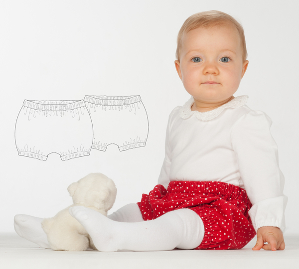 Schnittmuster Baby-Twinset Kleid & Pumphose – Anleitung 62/68–98/104