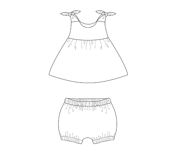 sewing pattern baby twinset dress & bloomers tutorial 3m/6m–3y/4y