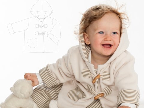 Cozy Baby & Kids Jacket with Hood and Bear Appliqué – PDF Sewing Pattern by