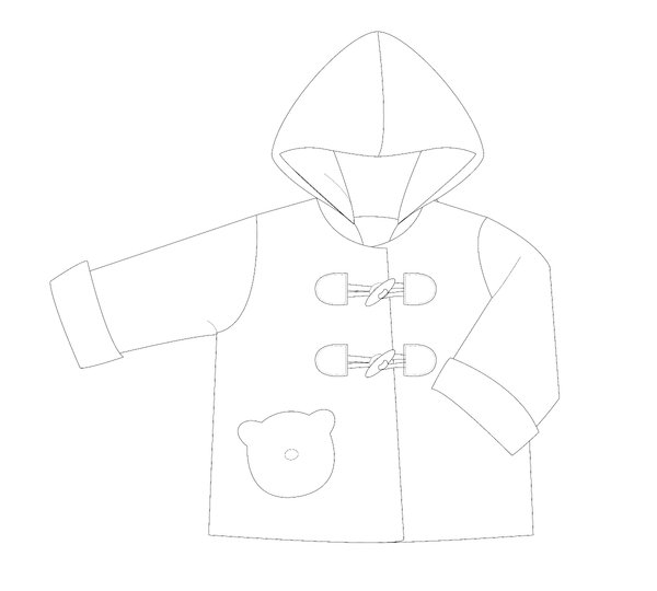 Cozy Baby & Kids Jacket with Hood and Bear Appliqué – PDF Sewing Pattern by