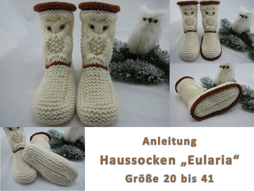 Strickanleitung Haussocken "Eularia" - Größe 20 bis 41