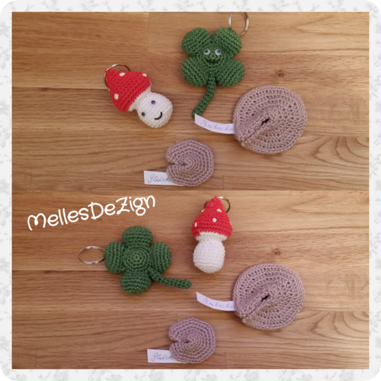 Häkelanleitung *Glücksbringer* Glückskekse, Glücksklee & Glückspilz