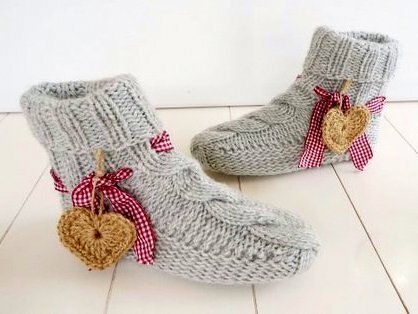 Strickanleitung  - Bayerische Hausschuhe & Herzerl- No.88