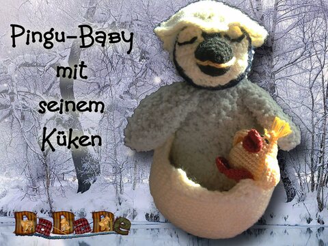 Pinguin Baby  mit Küken,  eine Häkelanleitung