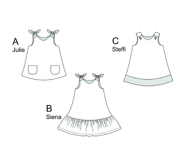 Girls Dress STEFFI 3-in-1 PDF Sewing Pattern 9m–12y