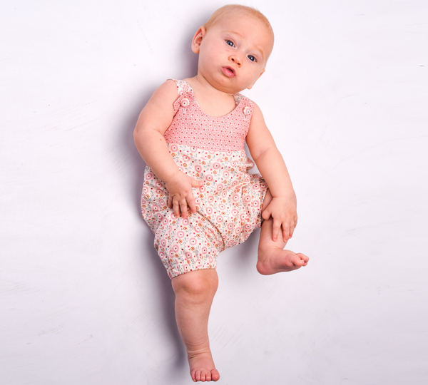 sewing pattern baby romper LUNA + CHARLOTTE tutorial 0m/1m–18m/2y