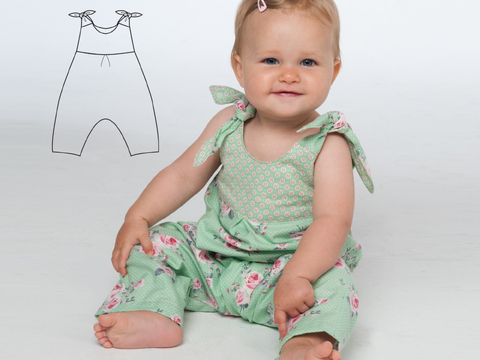 sewing pattern baby romper LUNA + CHARLOTTE tutorial 0m/1m–18m/2y