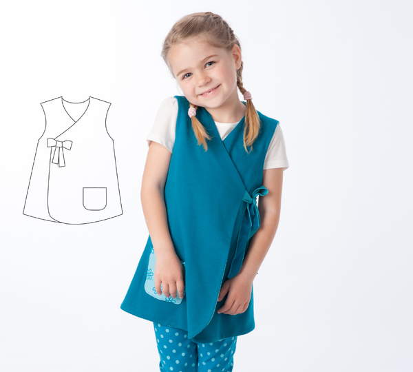 sewing pattern wrap dress/jacket LENA tutorial 2y/3y–8y/9y