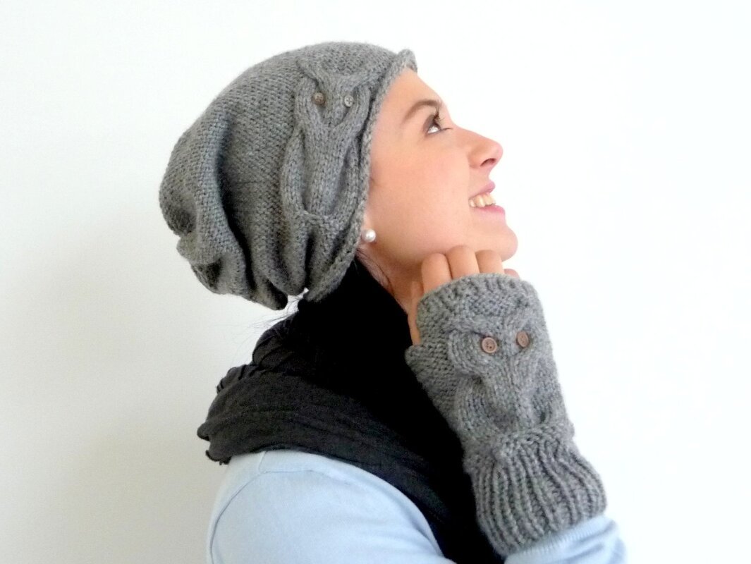 Knitting Pattern – Beanie „OWL–DESIGN“ – all sizes – No.102E