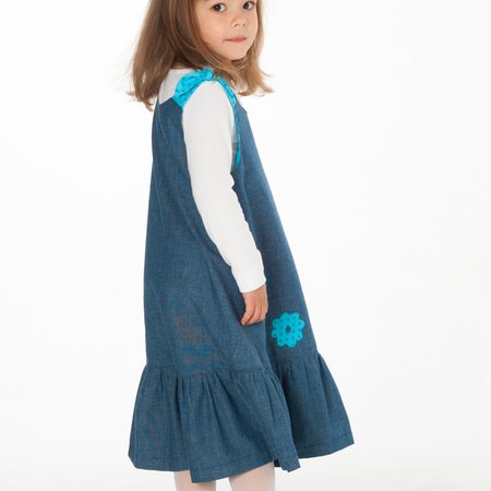 Girls dress pattern, easy tunic with hem ruffles + bow tiesebook
