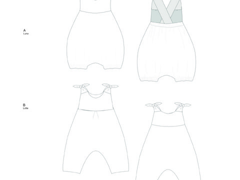 Lotte + Luna Baby Overall & Latzhose – PDF Schnittmuster für 0–2 Jahre