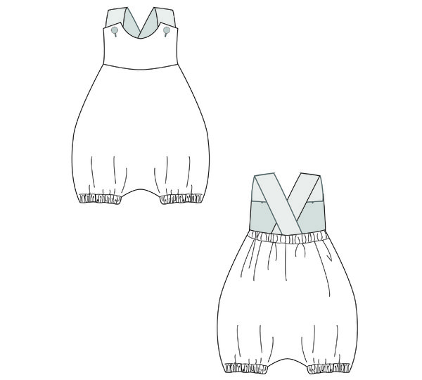 sewing pattern baby romper LOTTE + LUNA tutorial 0m/1m–18m/2y