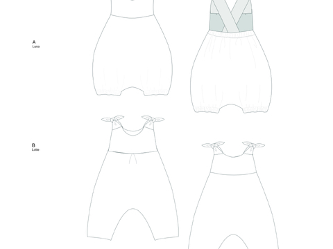 Schnittmuster Baby-Strampler LOTTE + LUNA – Anleitung 50/56–86/92