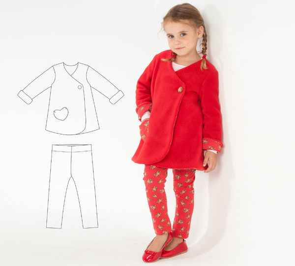 Kinder-Wickelkleid + Leggings Schnittmuster Datei 80/86–140/146