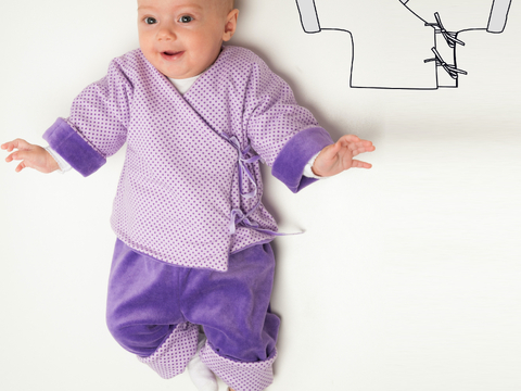Sewing pattern wrap jacket FIORINO tutorial 0m/1m–18m/2y