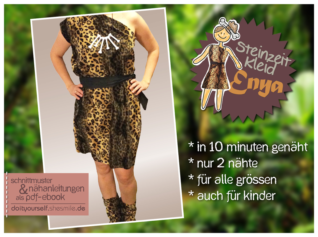 Kostüm "Steinzeit-Kleid Enya" (Nähanleitung für alle Größen)
