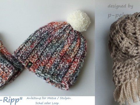 Big-Cosy-Ripp - gehäkelte Mütze / Schal oder Loop/Stulpen