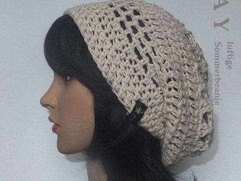 "Jay" - luftige Sommerbeanie / Häkelmütze