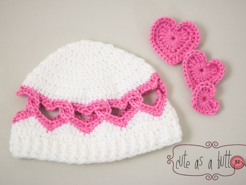 Cute as a button Herz Mütze Anleitung