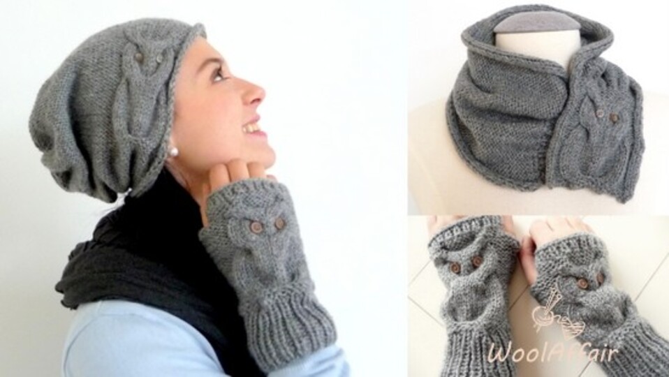 Knitting Pattern - Shawl Owl Design - No.107E