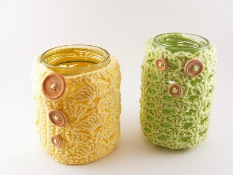 Häkelanleitung Mini-Vasen, Upcycling | kostenlos