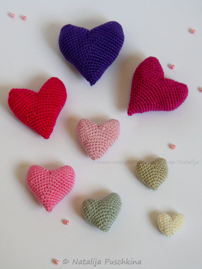 Häkelanleitung für Herz in 8 Größen - Schlüsselanhänger, Nadelkissen, Deko...