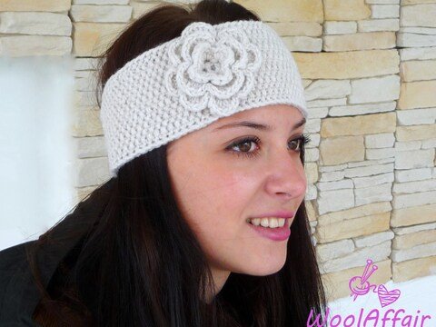 Strickanleitung - Stirnband gestrickt mit Blüte DIY- No.30S