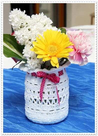 Windlicht / Sommervase - Häkelanleitung