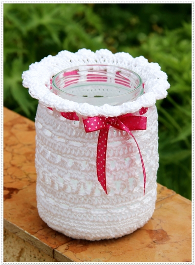 Windlicht / Sommervase - Häkelanleitung