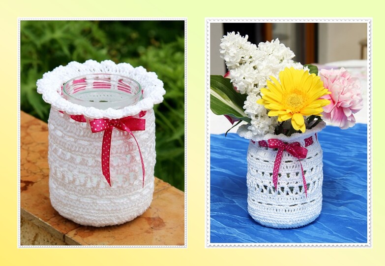 Windlicht / Sommervase - Häkelanleitung