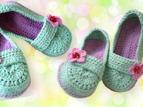 Gehäkelte Damenhausschuhe in 4 Größen