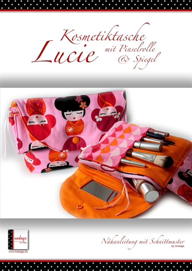 Kosmetiktasche mit Spiegel & Pinselrolle "Lucie"