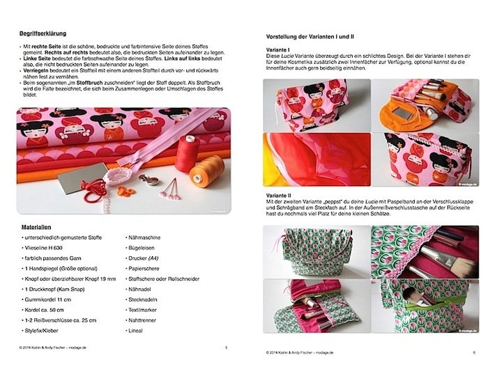 Kosmetiktasche mit Spiegel & Pinselrolle "Lucie"