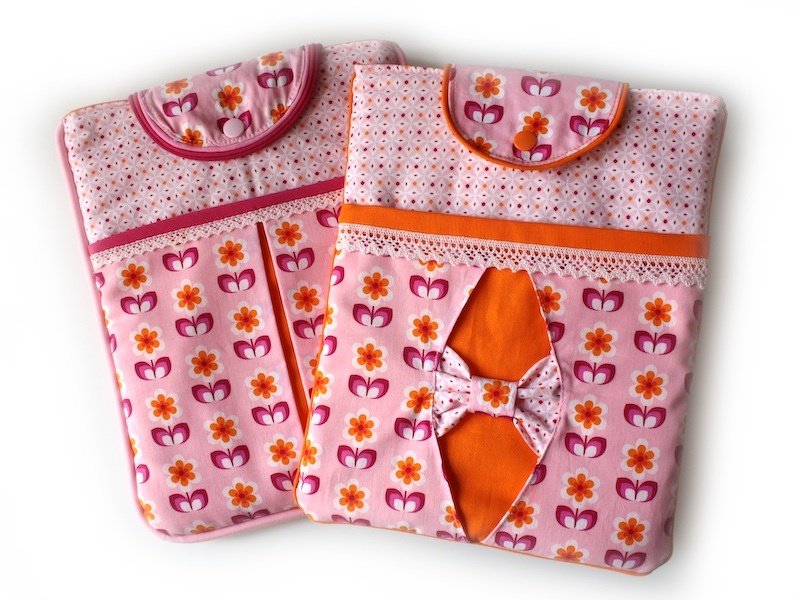 Tablettasche mit Kellerfalte oder Schleife "Sophie"