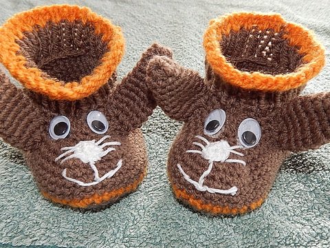 Häkelanleitung Hasenschuhe mit Strickbund