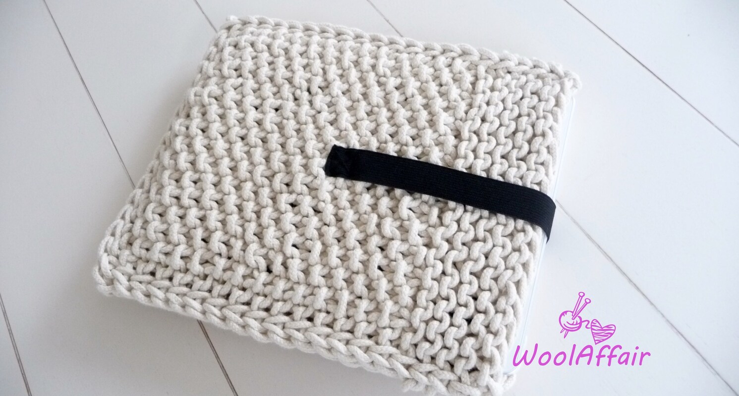 Strickanleitung - Grobstrick - Baumwoll-Seil  iPad (+ iPad mini) Hülle Cover - No.44