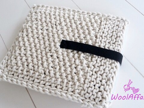 Strickanleitung - Grobstrick - Baumwoll-Seil  iPad (+ iPad mini) Hülle Cover - No.44