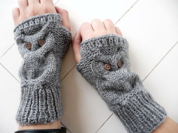 Knitting Pattern - Owl Design Set - Beanie, Gloves & Shawl - No.101ESet