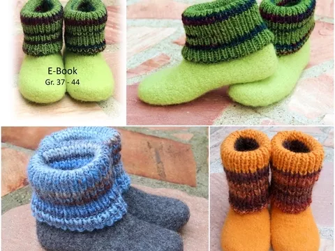 Filzstiefelchen mit Rollkragen - Größe 37 bis 44