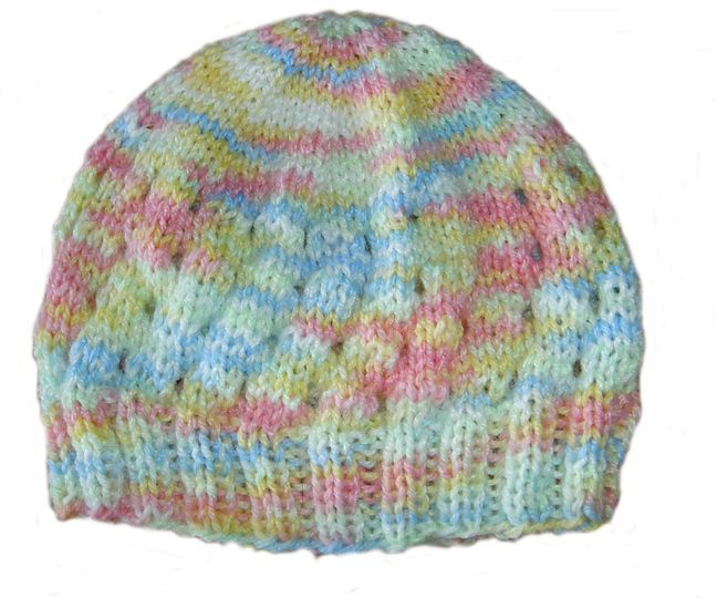 Strickanleitung Baby-Mütze mit Lochmuster 0 - 3 Monate  #001